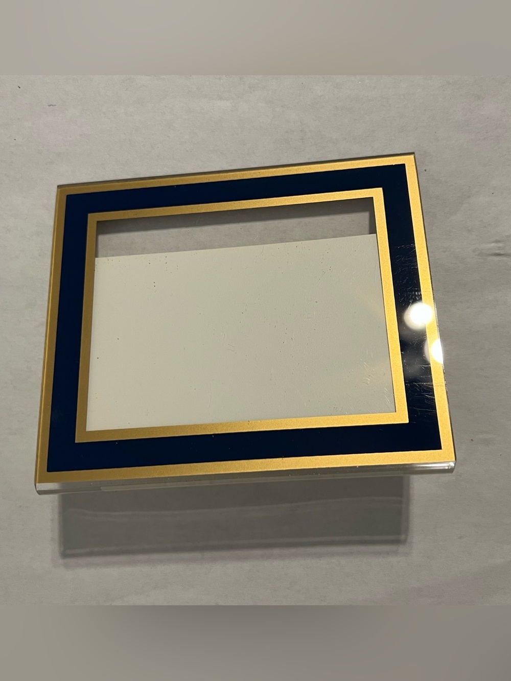 🍄 Navy Gold Decorative Slide In Slant Back Picture Desktop Frame Accent  Photo